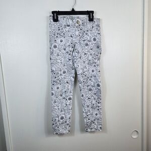 Cherokee Girls White Black Retro Floral Snap Button Classic Skinny Jeggings 7